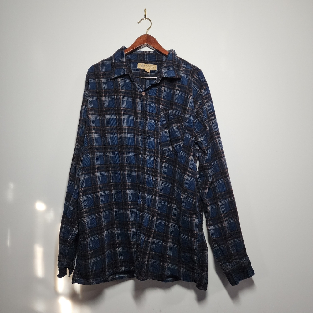Canyon Guide Outfitters Plaid Button Down Cotton Corduroy Shirt XXL